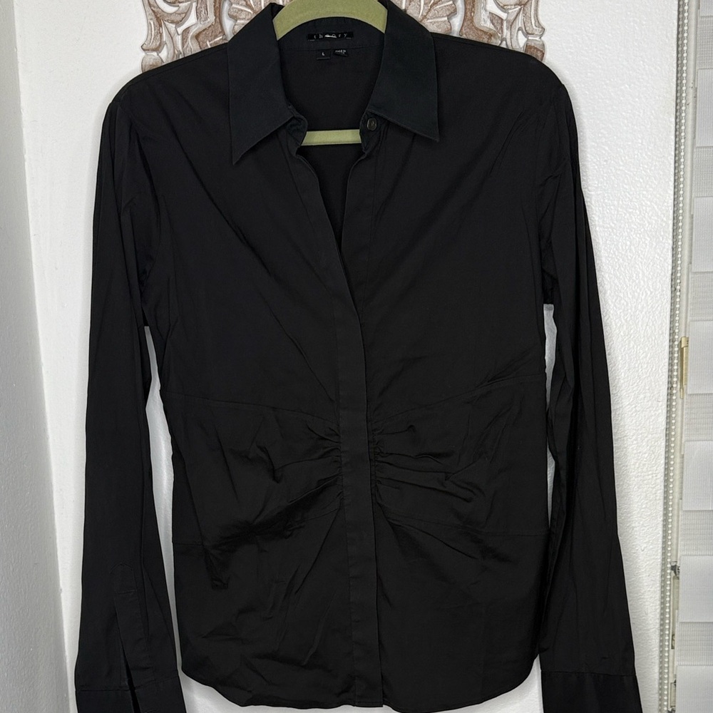 Theory Elegant Black Long Sleeve Blouse